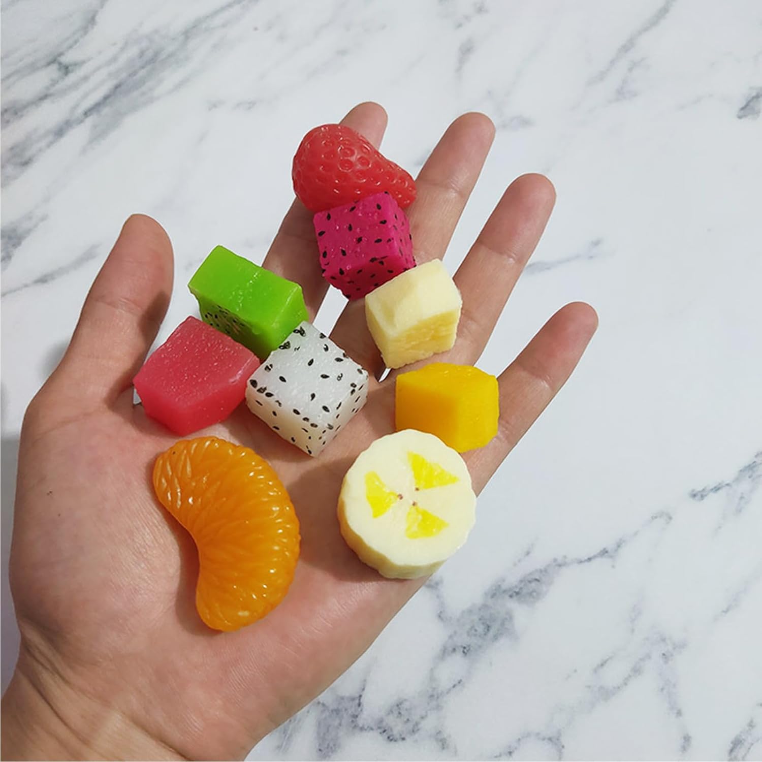 Set of 5 Food Samples Fake Fruit Block Fruit Model Slicing Ring Cut Fruit Display Mandarin Orange Large