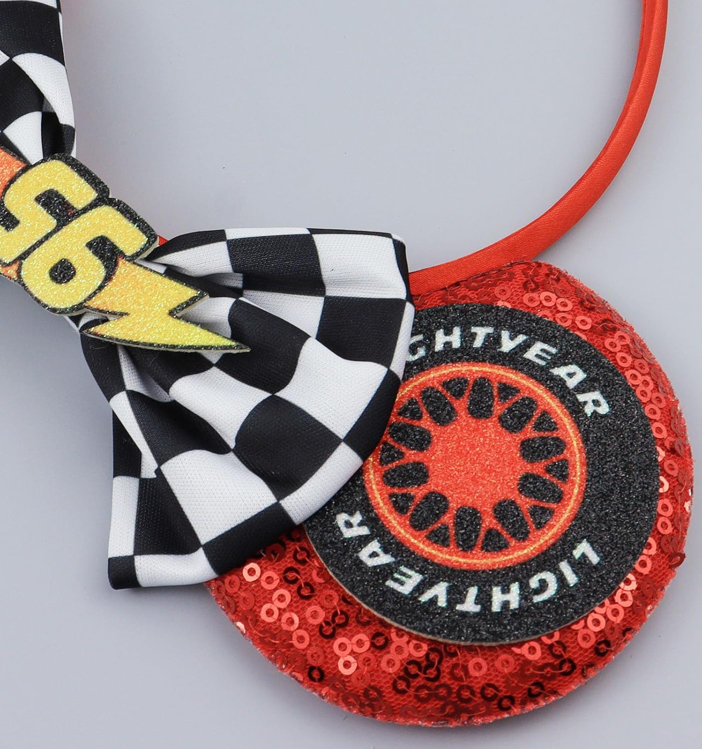 Diadema con orejas de ratón, diadema con orejas de auto de Lighting McQueen para fiesta de cumpleaños de niños - Diadema con orejas de auto