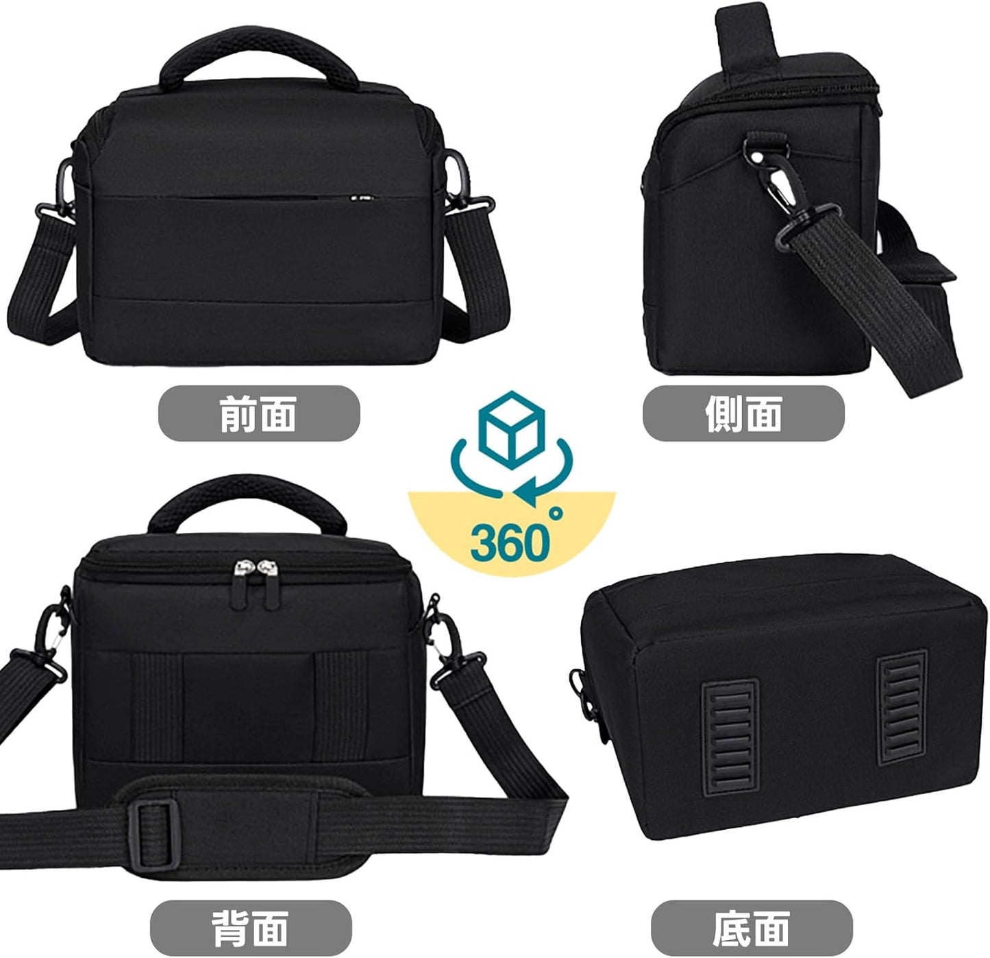 Camera Bag, SLR Camera Bag, Divider Storage Camera Case, Camera Accessories Storage Bag, Travel Outdoor Photography Bag, Black, Black, Simple