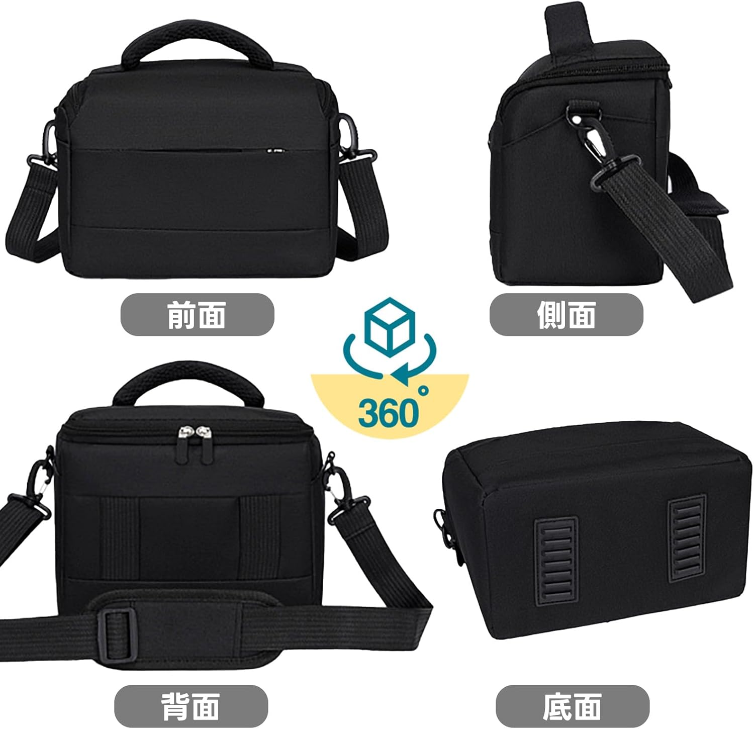 Camera Bag, SLR Camera Bag, Divider Storage Camera Case, Camera Accessories Storage Bag, Travel Outdoor Photography Bag, Black, Black, Simple