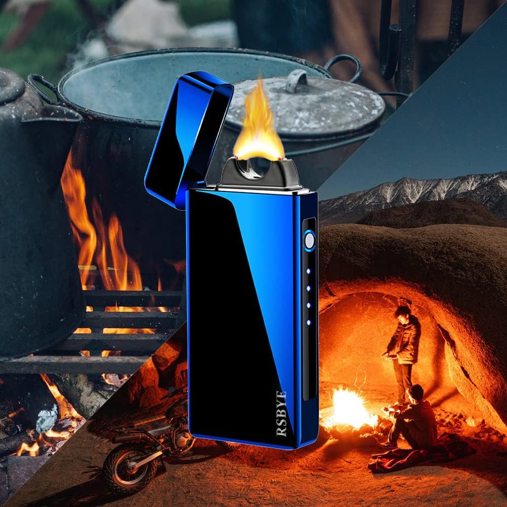 RSBYE Cool Plasma, Large Output, USB Electronic, Made in Japan, Stylish, Cool, LED Status Display, Rechargeable, Gift Box, Camping, Outdoor Candles, Scent-Resistant, Anniversary Gift (Blue)