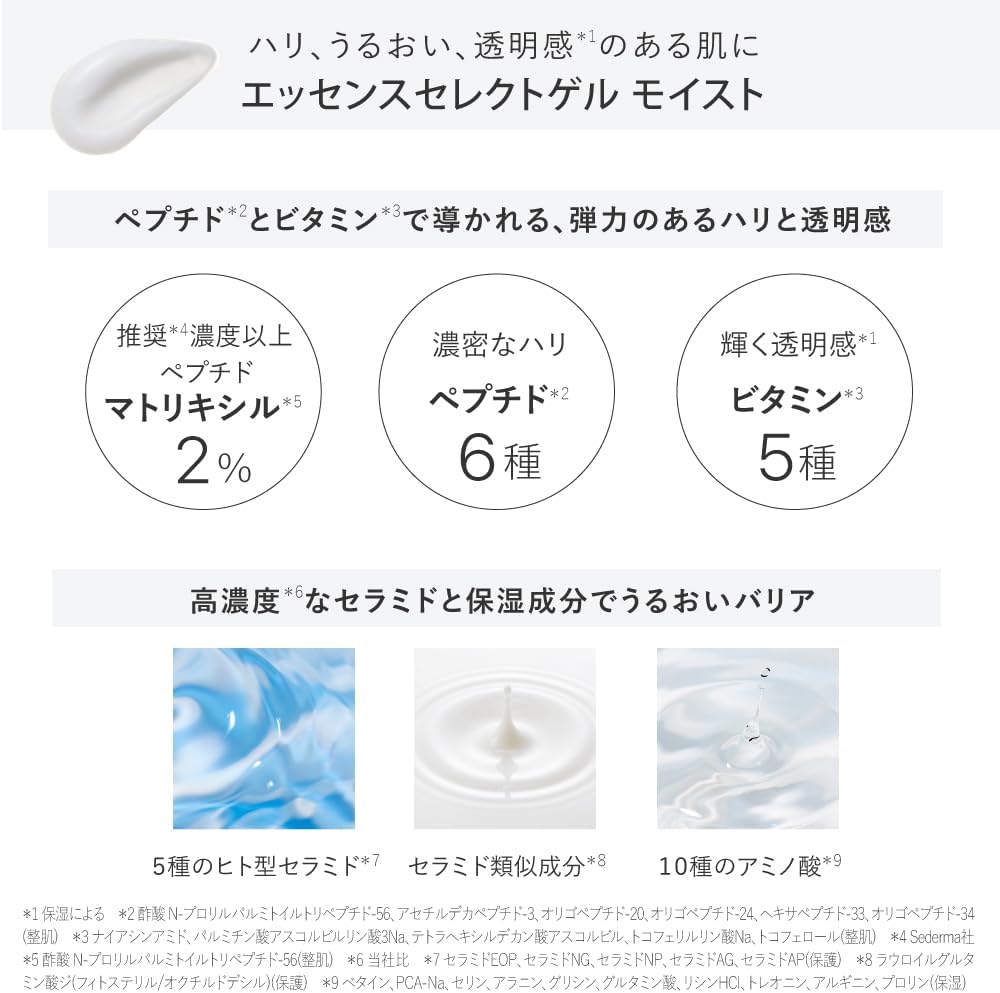 Touver Essence Select Gel Moist, 3.5 oz (100 g), Ion Induction, High Concentration, Peptide, Ceramide, Hali, Dry Skin