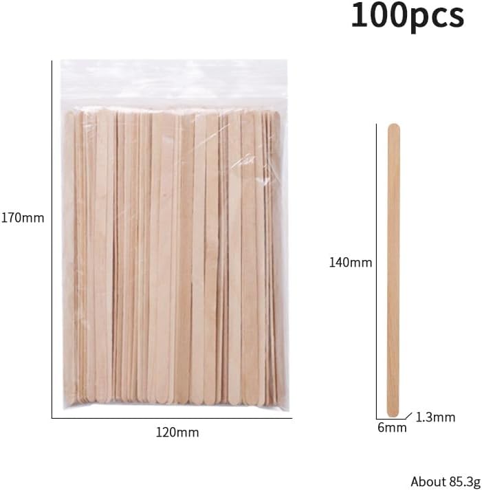 Brazilian Wax Hair Removal Spatula, Pack of 100 Hair Removal Wooden Sticks, Disposable Wood Sticks, For Hair Removal, Waxing, Commercial Use, Beauty Salon, Home Use, DIY Handmade, Arts & Free Study