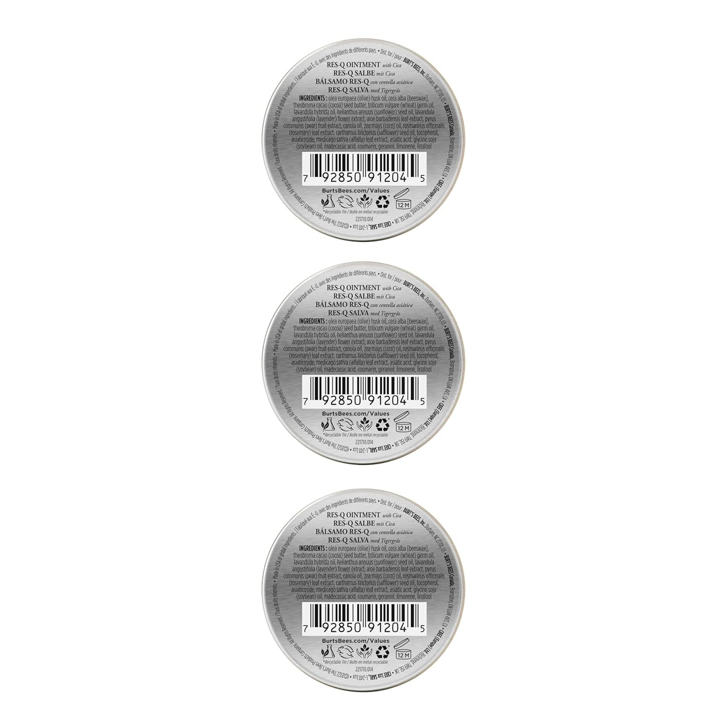 Burt's Bees 100% Natural Origin - Pomada multiusos Res-Q, 0.6 onzas, paquete de 3 (el paquete puede variar)