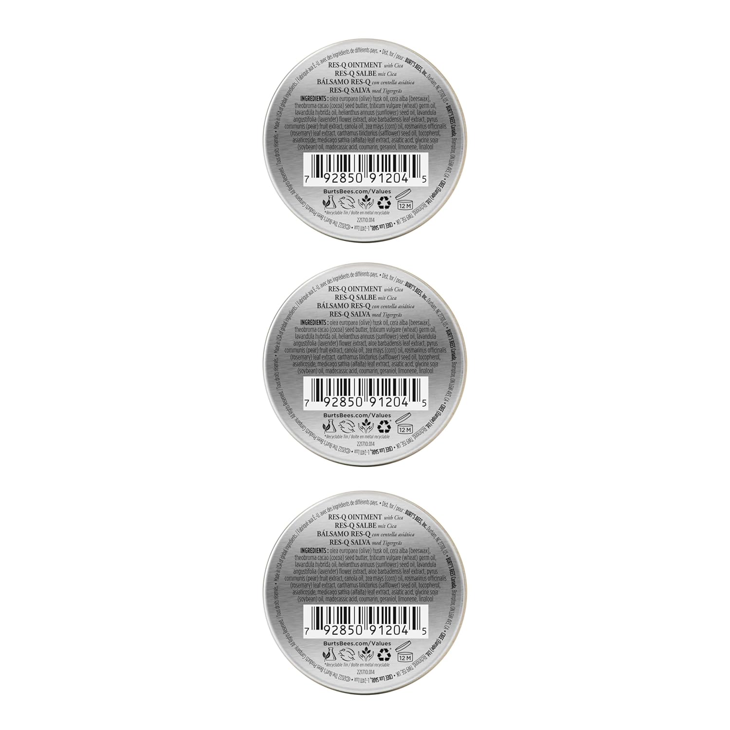 Burt's Bees 100% Natural Origin - Pomada multiusos Res-Q, 0.6 onzas, paquete de 3 (el paquete puede variar)