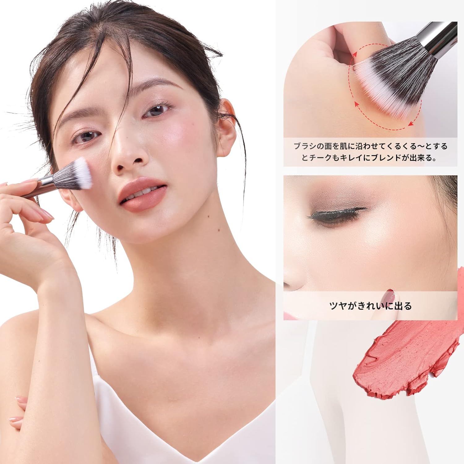 DUcare Cheek Brush, Stippling Brush, 188 Brush for Powder Foundation, Powder Brush, Soft Duo Fiber Face Brush for Even Application