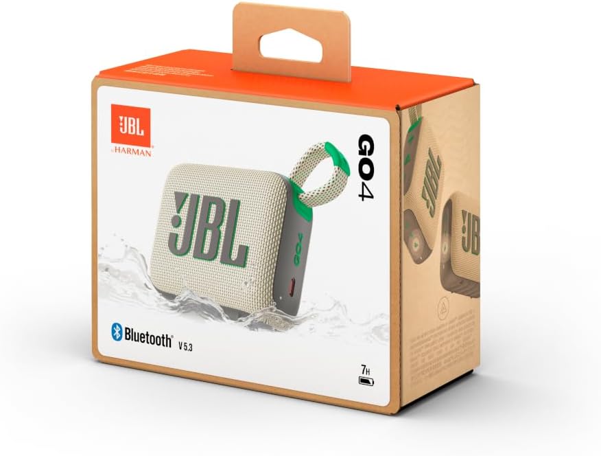 JBL GO 4 Bluetooth Speaker, USB-C Charging, IP67 Dustproof and Waterproof, App Compatible, Passive Radiator, Portable, Wimbledon Green JBLGO4SAND