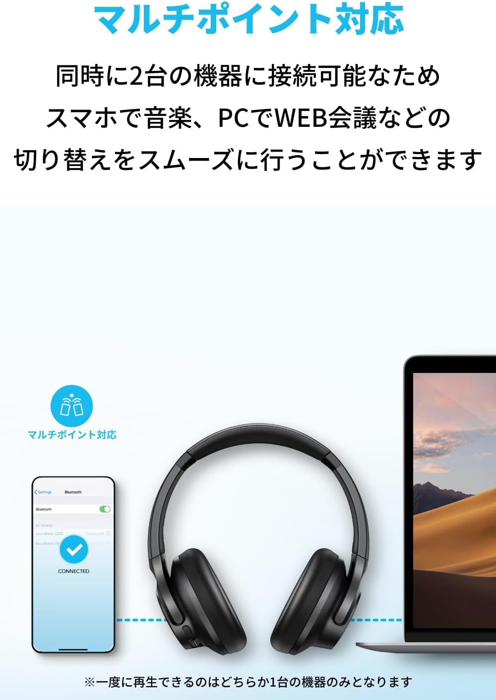 Anker Soundcore Q20i, Bluetooth 5.0 Wireless Headphones, Hybrid Active Noise Cancelling/Hi-Res Compatible (Wired) / Ambient Sound Mode/Heavy Bass / Up to 60 Hours of Long Music Playback / Sound