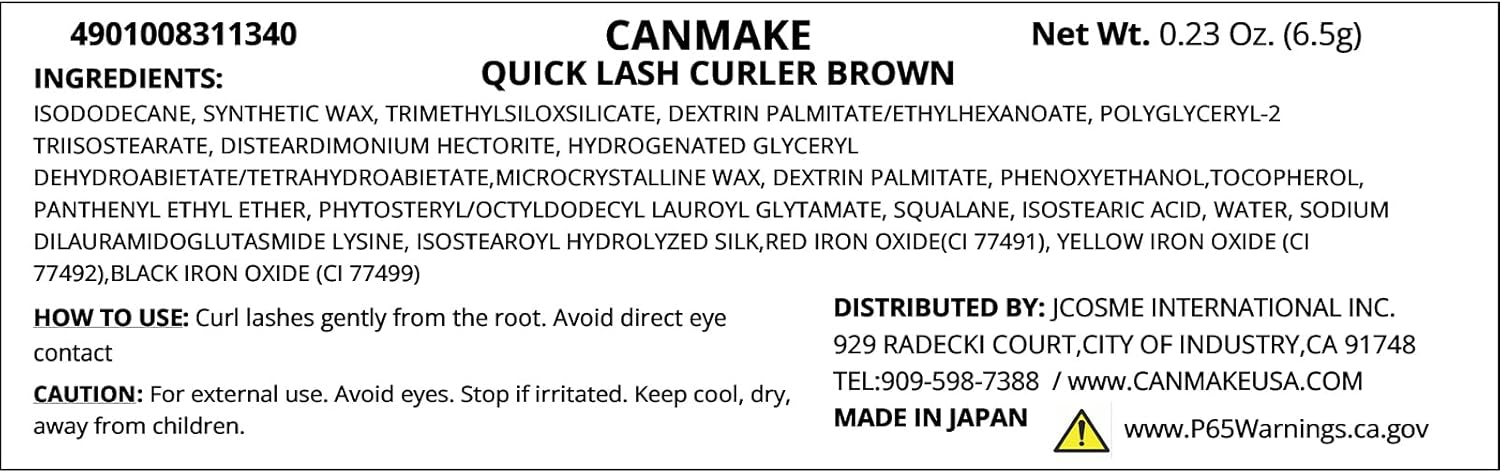 Canmake Quick Rush Curler BR Brown Mascara 3.4 Grams (x1)