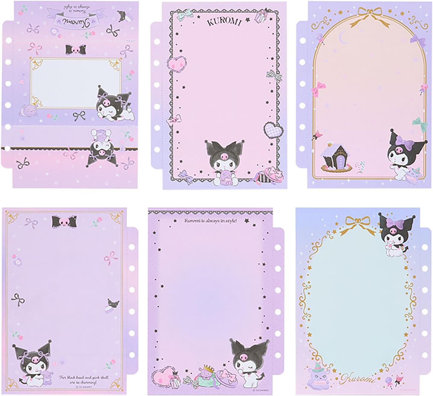 Sanrio 913952 Kuromi Storage Charm Attached Sticker Pad with Peel-off Slider Case, Heartfelt Note