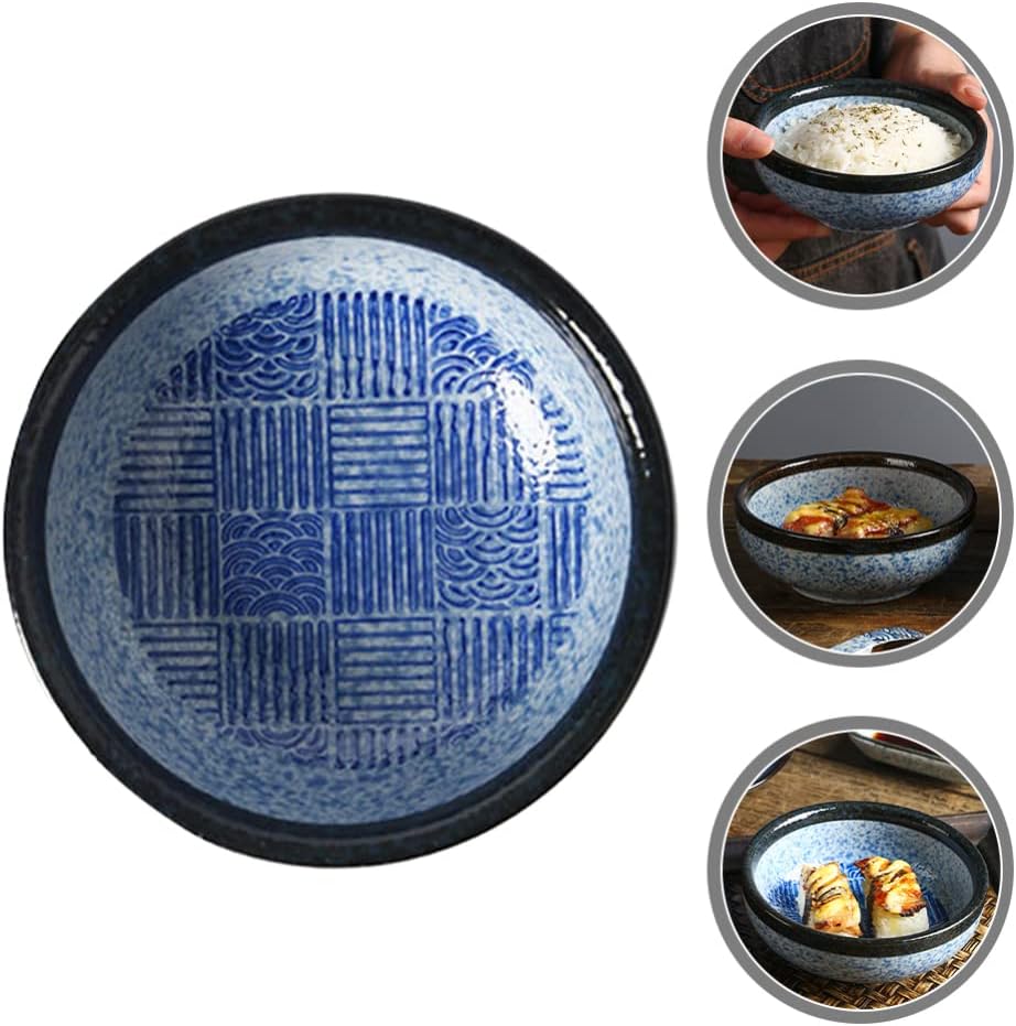 Ceramic Bowl, Ramen Bowl, Instant Ramen Bowl, Rice Bowl, Porcelain Soup Bowl for Udon, Asian Noodle A (Color: As Shown 2)