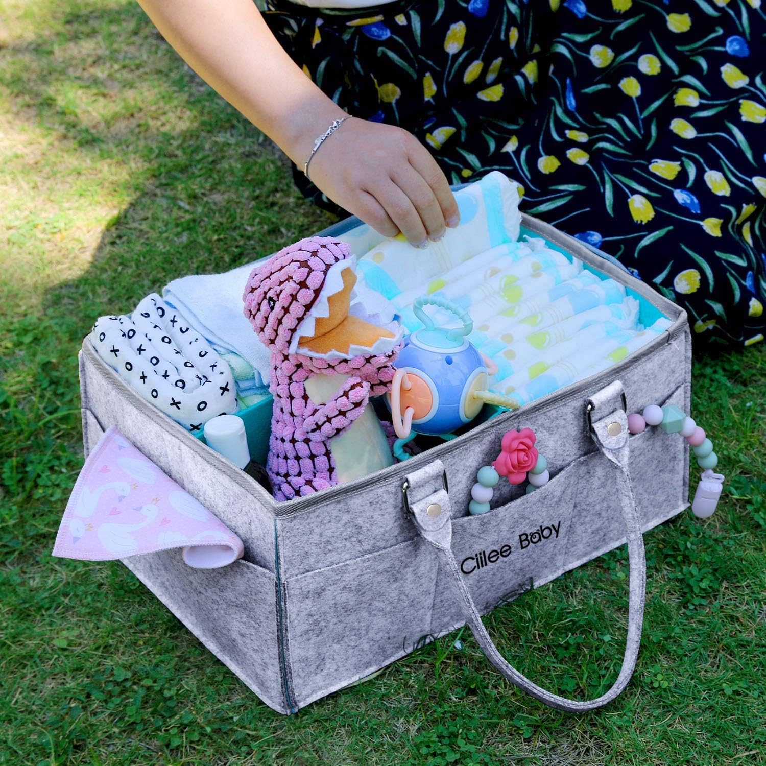 Ciilee Baby Diaper Stocker, Diaper Bag, Large Capacity, Detachable Handle, Diaper Case, Folding, Baby Storage Box, Basket, Car Travel Bag, Storage Bag, Small Items Organizer, Lightweight, Baby Goods