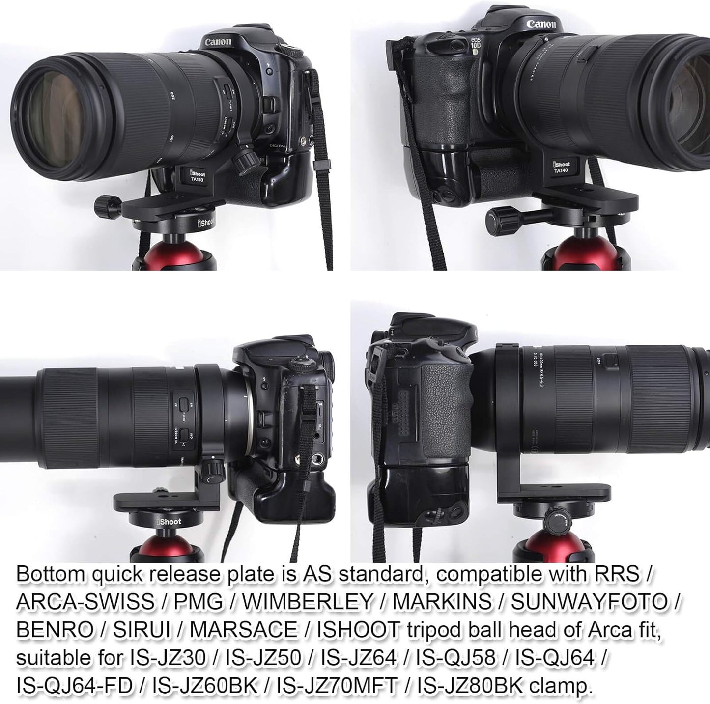 iShoot Metal Ring Tripod, Lens Support, Tripod Mount Ring for Tamron 100-400mm F/4.5-6.3 Di VC USD Telephoto Lens Model A035 (for Canon AFA035C-700, Nikon AFA035N-700), Bottom is Quick Release Plate