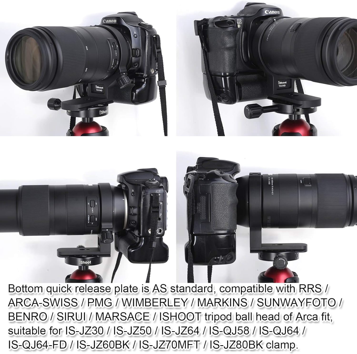 iShoot Metal Ring Tripod, Lens Support, Tripod Mount Ring for Tamron 100-400mm F/4.5-6.3 Di VC USD Telephoto Lens Model A035 (for Canon AFA035C-700, Nikon AFA035N-700), Bottom is Quick Release Plate