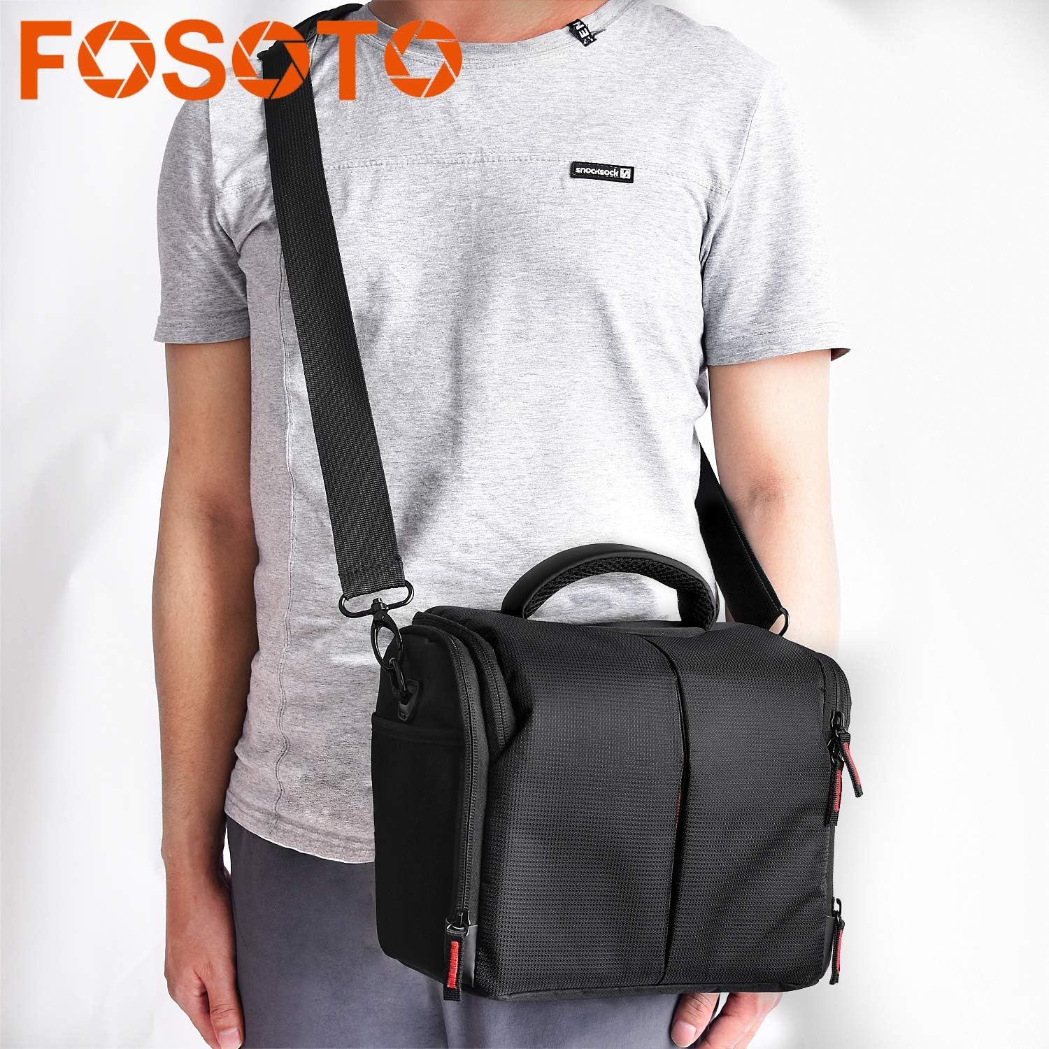 FOSOTO 防水カメラバッグ 一眼レフ 3WAY 大容量 三脚収納 ショルダーバッグ レインカバー付き Nikon Canon Olympus Sony Panasonic対応 ナイロン製 ブラック