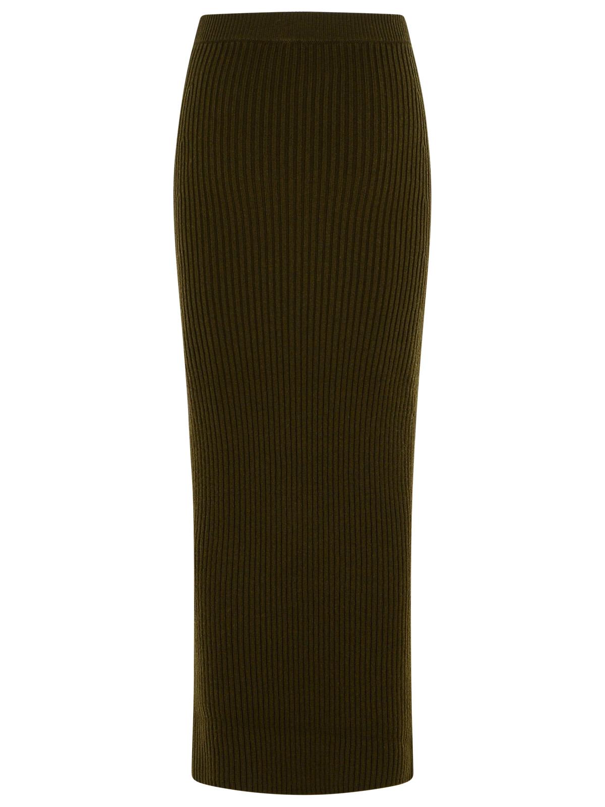 Max Max Mara 'Boris1234'モスグリーンウールとキャッシュミーアのシーススカート - Image 7