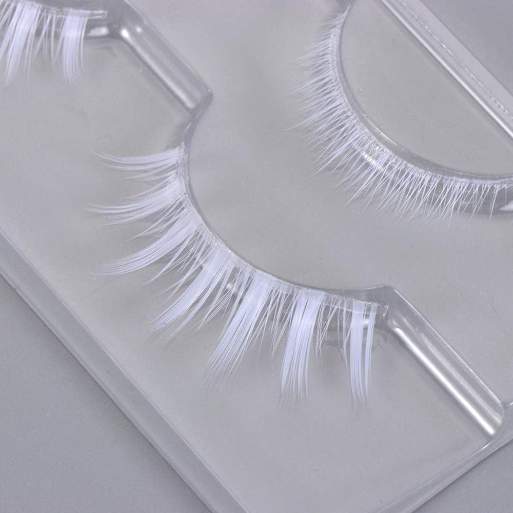 2 Pairs White False Eyelashes Cosplay Eyelashes Fashion Extension Makeup Tool Lightweight PBT Silk Up and Down Eyebrows Reusable