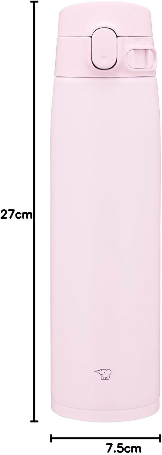 Zojirushi Large Capacity Water Bottle, 720ml (24.3 fl oz), [Selectable Size], Easy to Clean, Seamless Spout, 3 Washing Points, Sports Drink OK, Keeps Hot and Cold, One-Touch, Soft Pink SM-VB72-PM