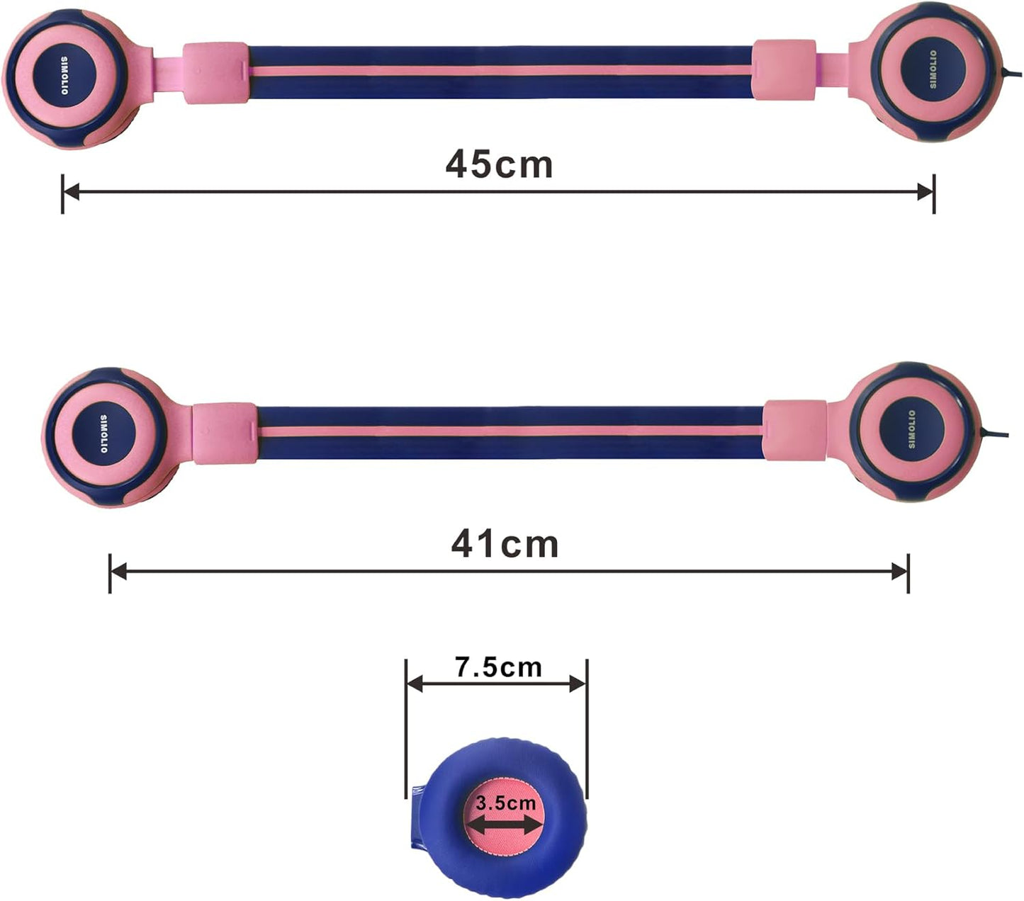 SIMOLIO 2-Pack Headphones for Kids with Carrying Pouch Volume Limit Kids Headphones for Girls/Boys Shared Port Volume Control Built-in Microphone Wired Cute On-Ear Kid Headphones 3.5mm Jack for PC
