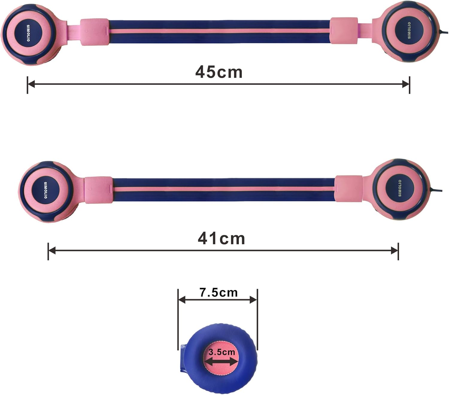 SIMOLIO 2-Pack Headphones for Kids with Carrying Pouch Volume Limit Kids Headphones for Girls/Boys Shared Port Volume Control Built-in Microphone Wired Cute On-Ear Kid Headphones 3.5mm Jack for PC