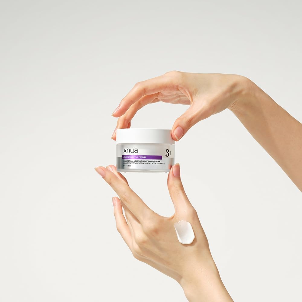 ANUA Retinol 3 Peptide Night Repair Cream, 1.8 oz (50 g), Moisturizing, Pores, Fluctuating Skin, Retinol Cream, Dry Skin, Mixed Skin, Korean Cream, Korean Cosmetics