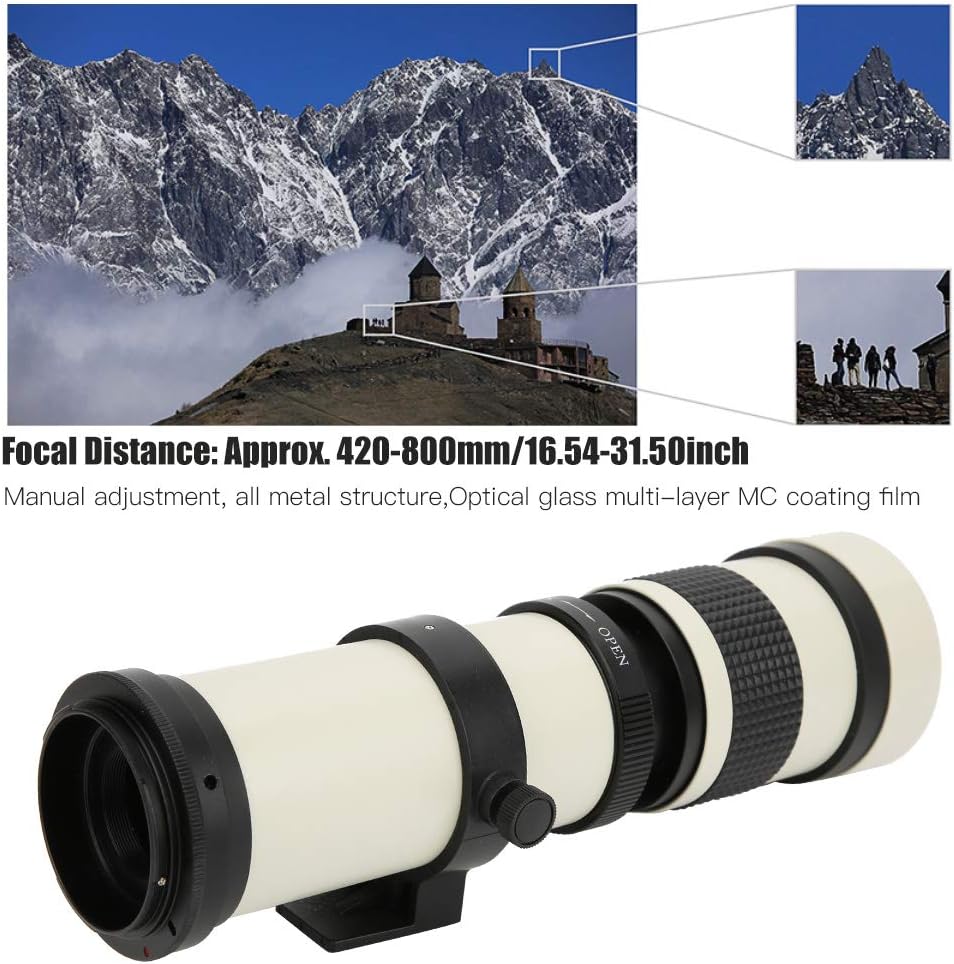 Telephoto Lens 420-800MM Super Telephoto Zoom Lens for Canon EF Mount Camera Fully Manual Focus F / 8.3-16 Multi-Layer MC Coating Film for Bird Watching and More Compatible with Canon EF Mount Camera