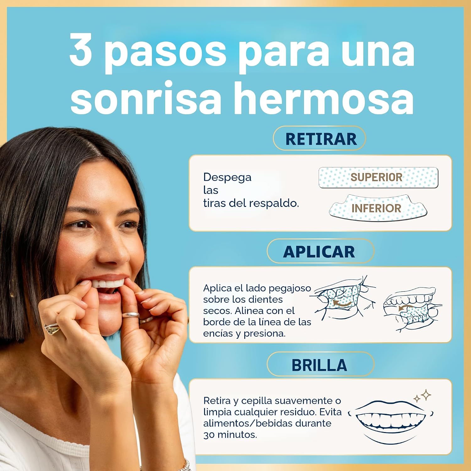 Kit de tiras blanqueadoras dentales Lumineux - 9 tratamientos - sin peróxido - seguro para el esmalte para dientes más blancos - blanqueamiento sin sensibilidad - formulado por dentistas - sin