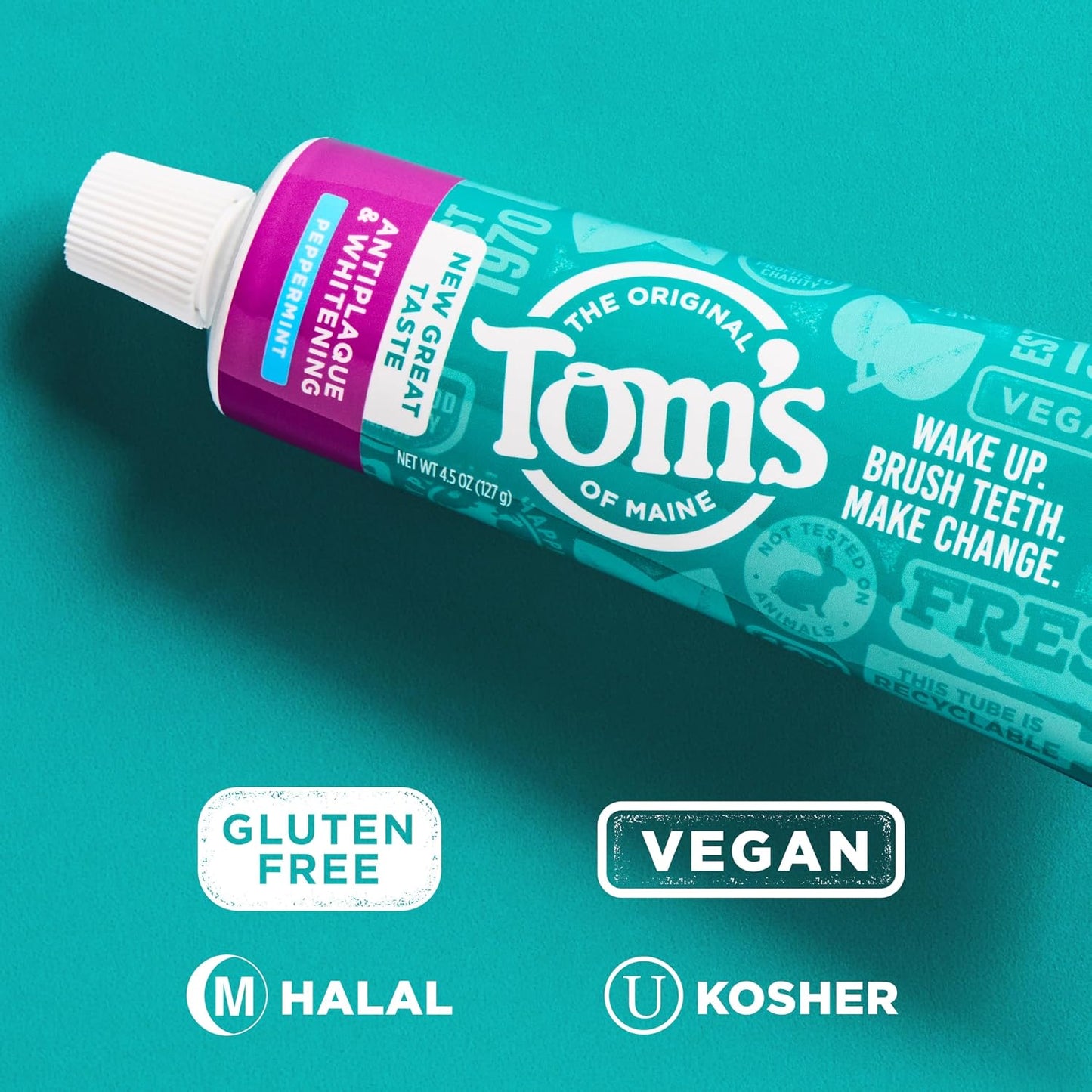 Pasta dental sin fluoruro de blanqueamiento y antiplacas de Tom's of Maine.