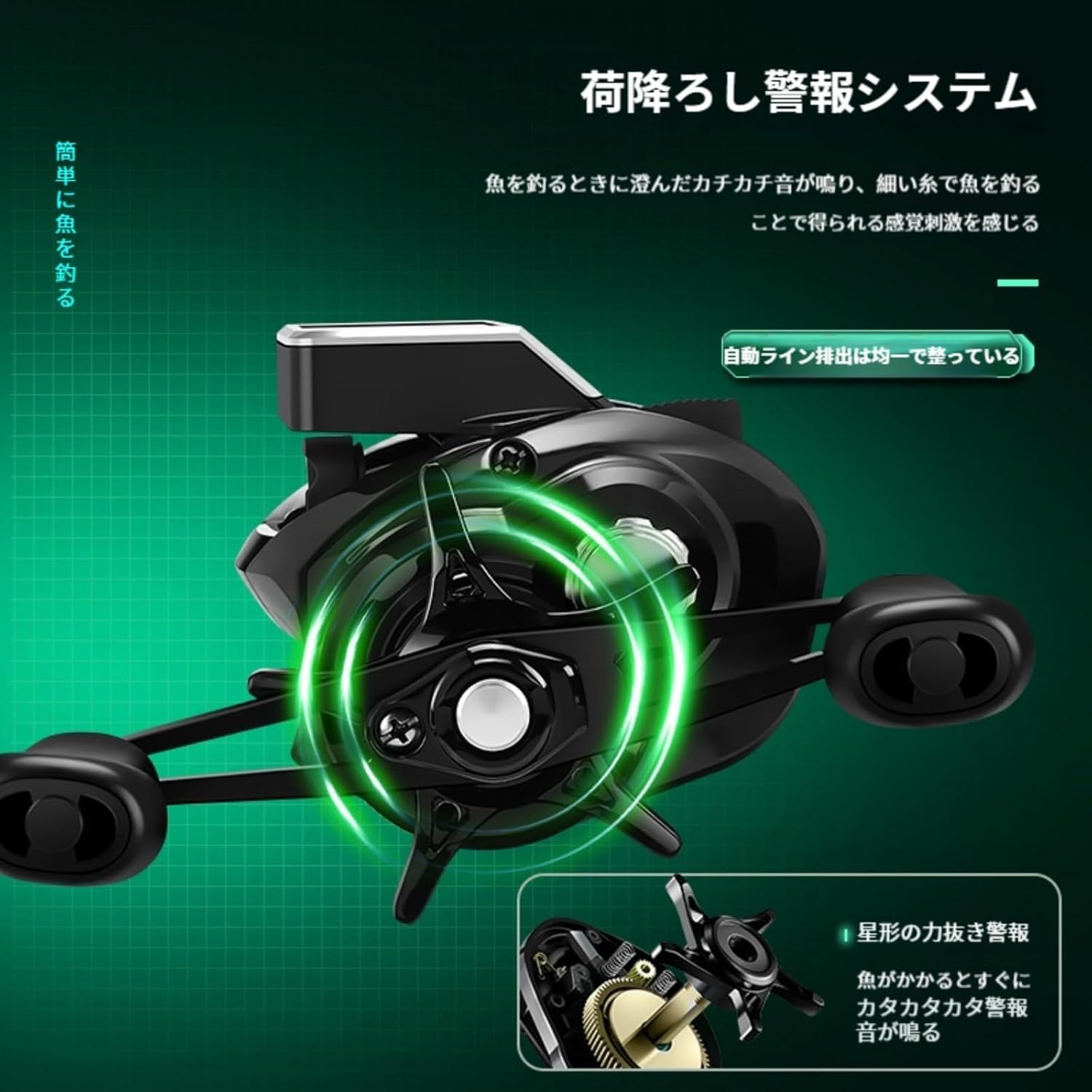 Bait Fishing Reel, USB and Solar Powered, Accurate Line Counter, Bite Alarm Function, 10 Speed Strong Magnetic Brake, Perfect for Wild Fishing and Saltwater Fishing Long Range Raft Fishing