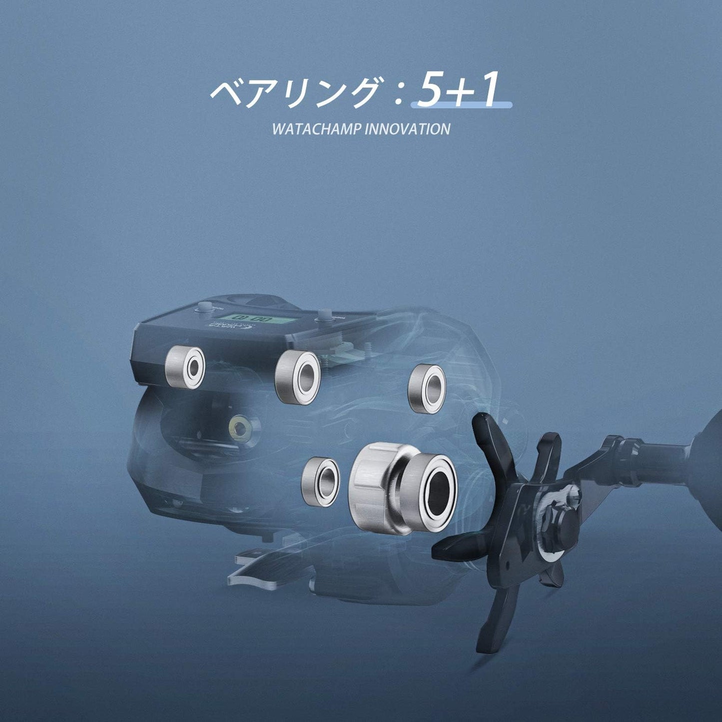 Watachamp Drop Shot Bait Reel with Counter, LED, Waterproof, Line, Counter Reel, Battery Replacement, Large Capacity Spool, Shore Jigging, Night Fishing, Sea Fishing, Egging, Lightweight, Tylava Reel,