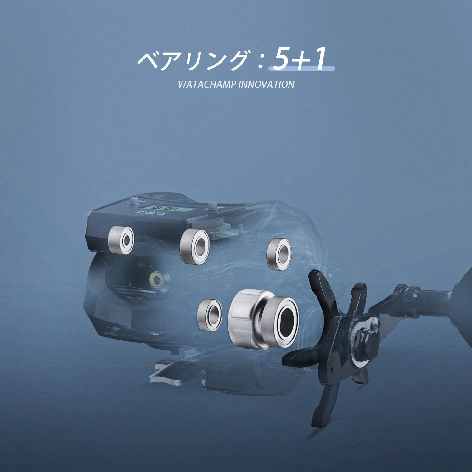 Watachamp Drop Shot Bait Reel with Counter, LED, Waterproof, Line, Counter Reel, Battery Replacement, Large Capacity Spool, Shore Jigging, Night Fishing, Sea Fishing, Egging, Lightweight, Tylava Reel,