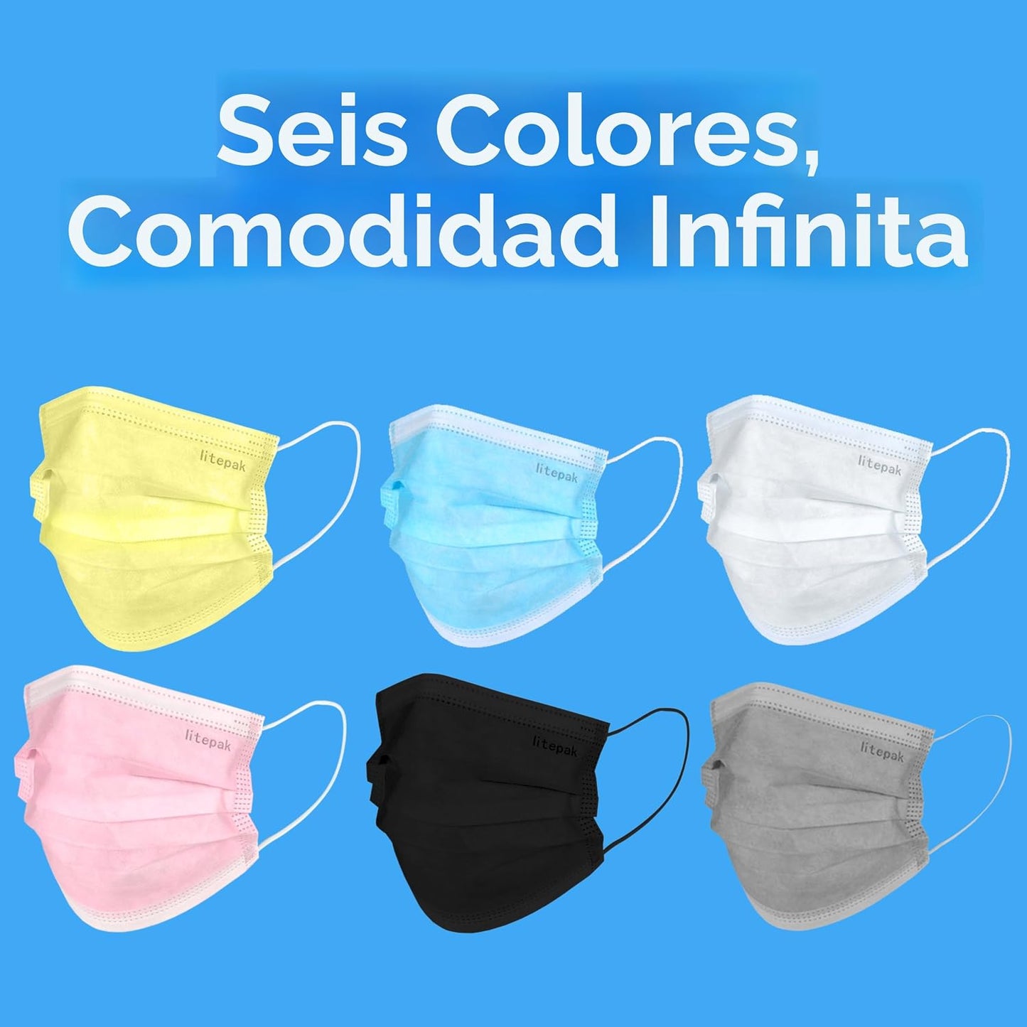 Máscara de filtro desechable 3 Ply Earlook, hipoalergénico, quirúrgico, dental, médico, de alta calidad., Azul, 1