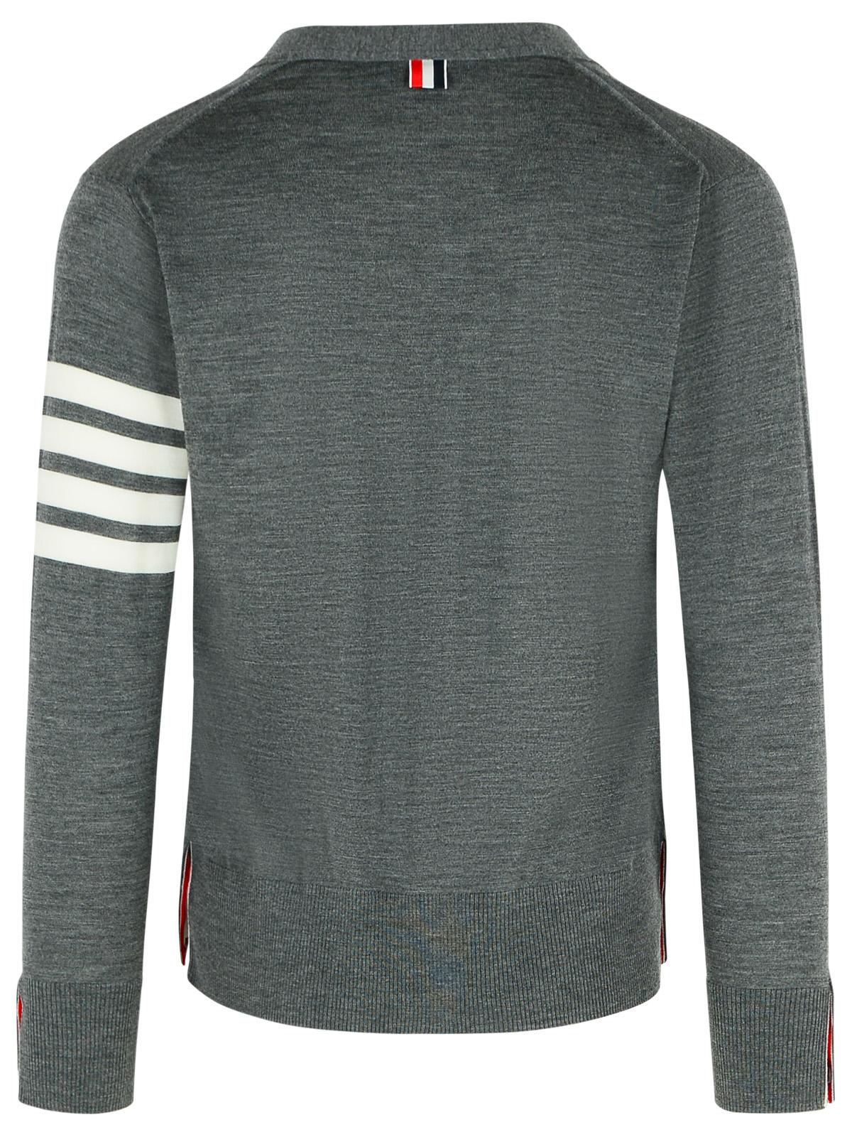 Thom Thom Browne '4 Bar' Grey Virgin Wool Cardigan - Image 7
