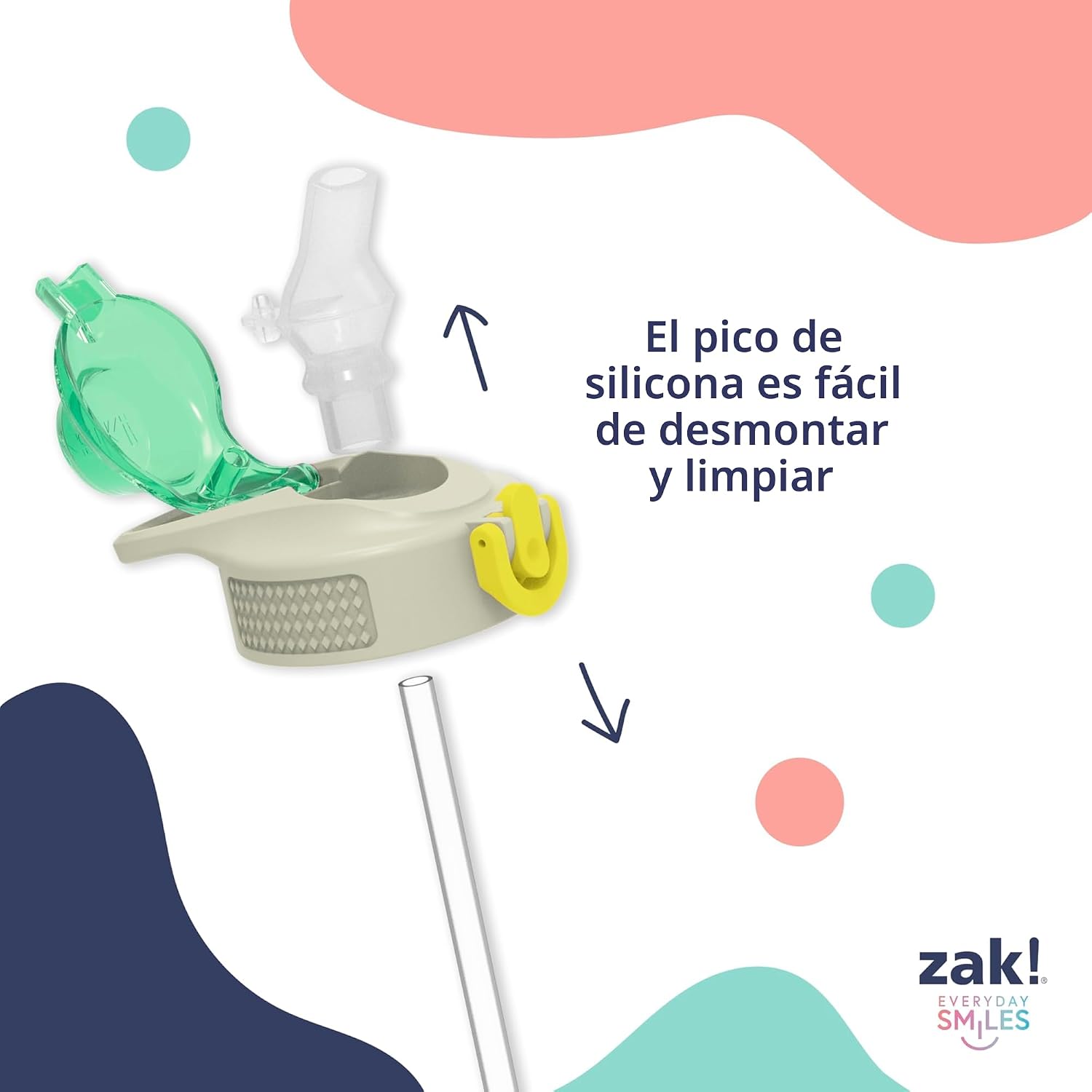 Zak Designs Disney Sage - Botella de agua para niños para la escuela o viajes, botella de agua de acero inoxidable de 19 onzas con pajita, asa y tapa de boquilla desplegable a prueba de fugas (Stitch)