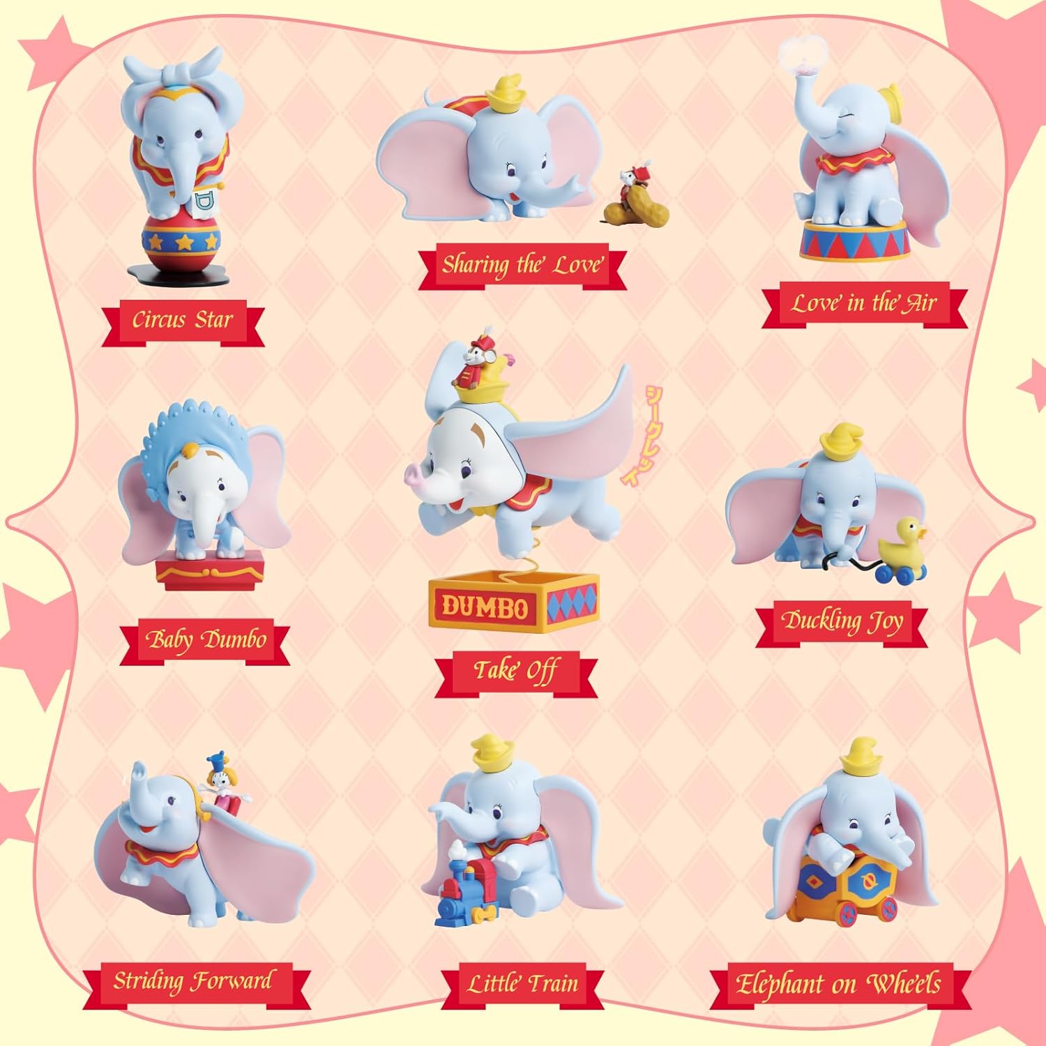 52TOYS DUMBO Happy Times Series Dumbo Figure Blind Box Tredding Figure Collectible Figure Painted Toy Toy Perfect Gift for Anime Fans Kids Collectors Birthday Christmas (1 Piece)