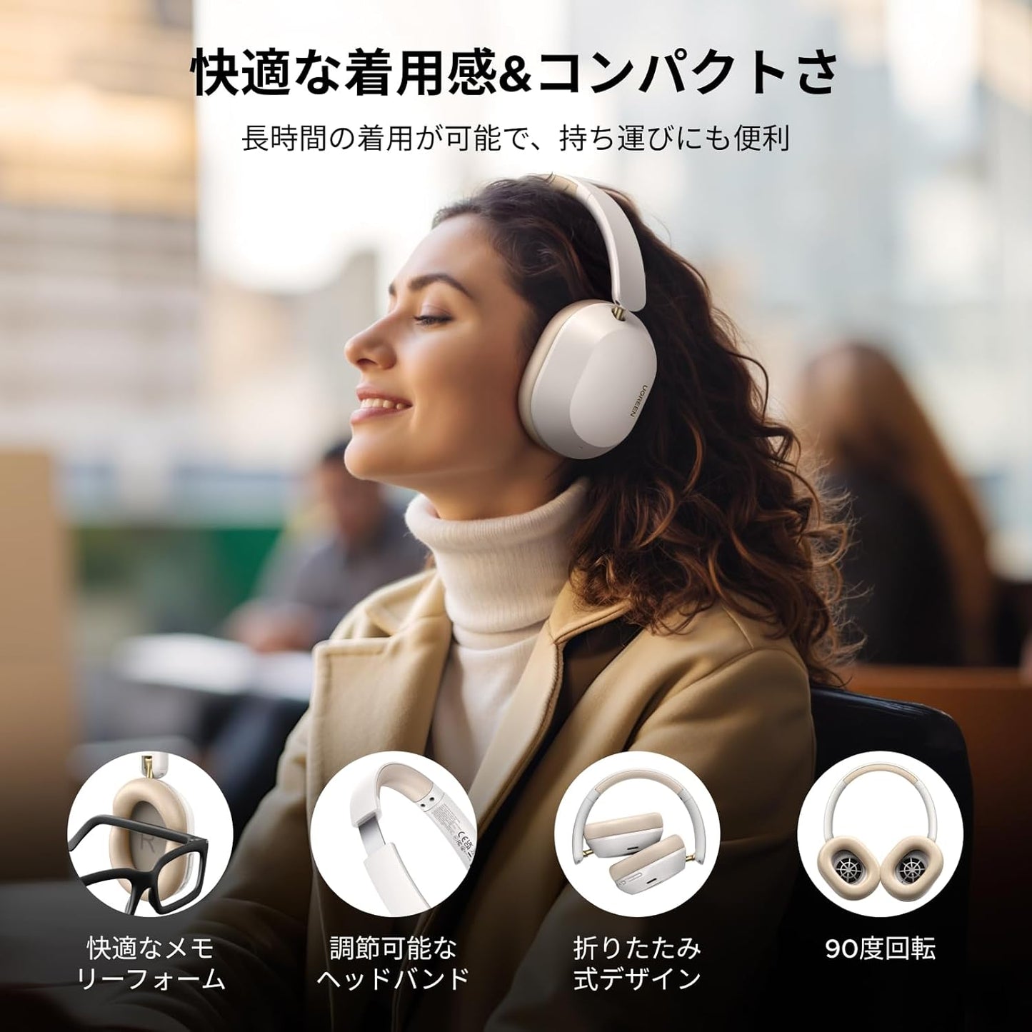 UGREEN Bluetooth Wireless Headphones, Ultra Noise Cancelling, LDAC High Resolution Sound Quality, Bluetooth 5.4, Wired / Wireless, Up to 75 Hours of Music Playback, Multi-Point Compatible, External