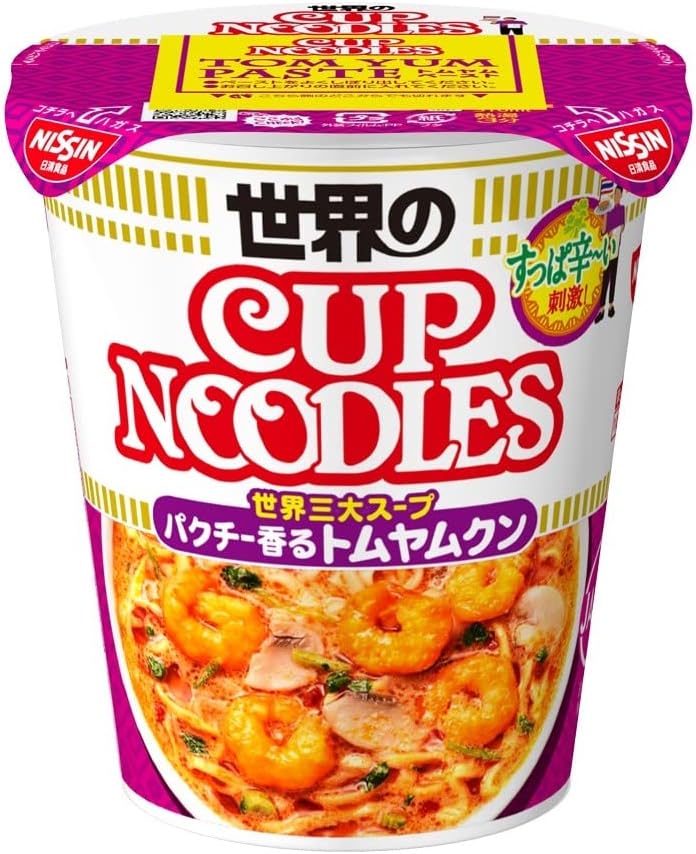 Cup Noodle, Coriander Scented Tom Yum Kung Noodle, World's Three Major Soups, Nissin Foods Cup Noodles, 2.6 oz (75 g) x 12 Packs