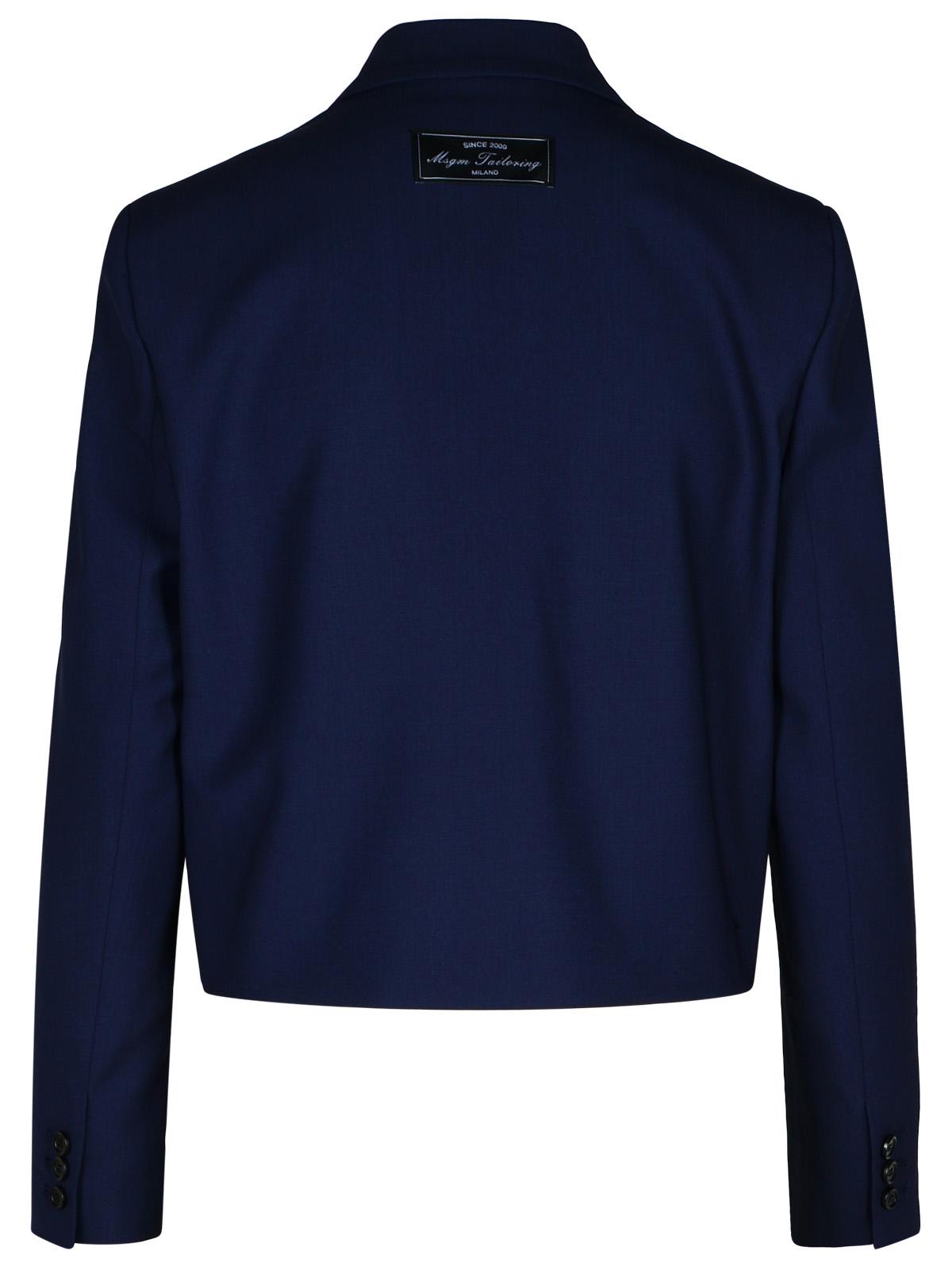 Msgm MSGMネイビーバージンウールクロップブレザー - Image 7