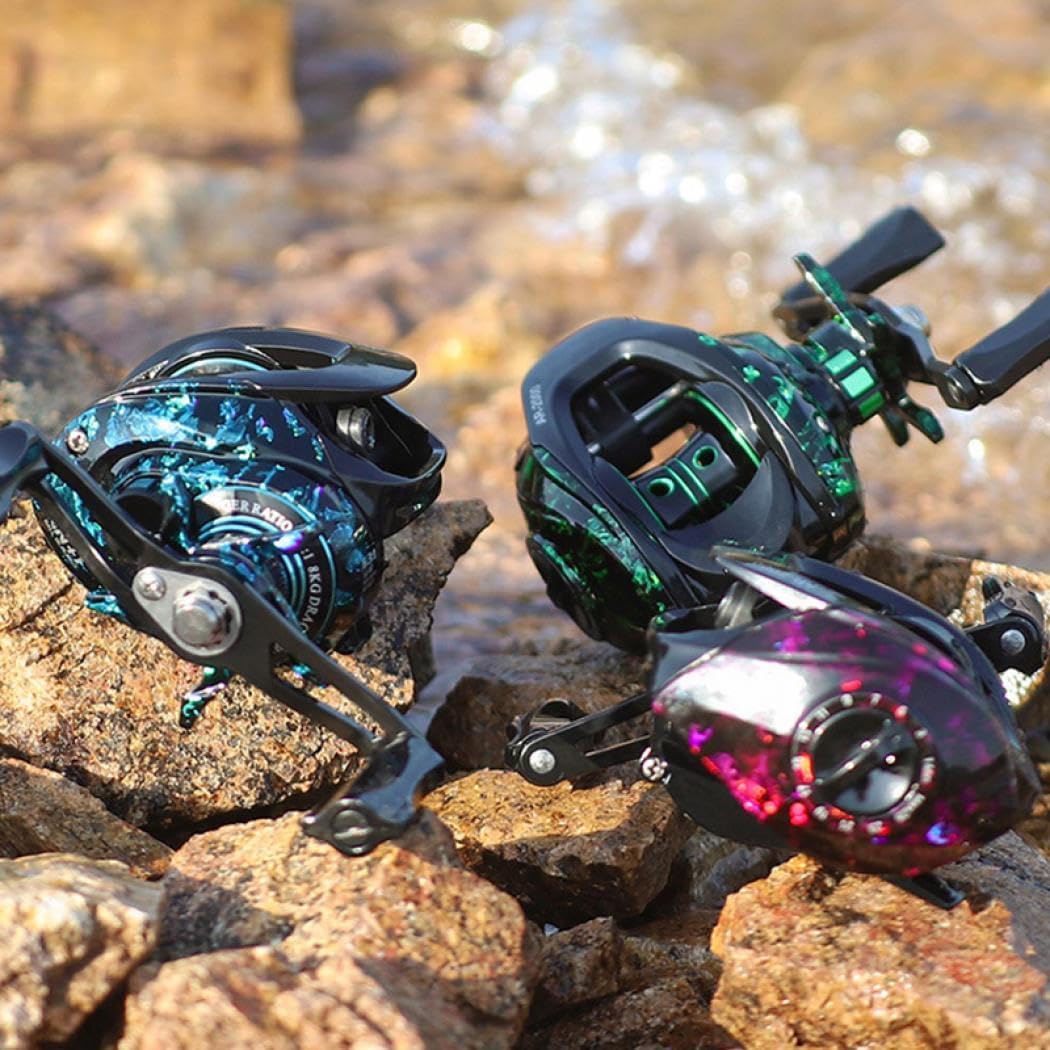 Bait Reel, Shallow Groove Spool, Fishing Reel, Ultra Lightweight, 6.3:1 Gear Ratio, 17.6 lbs (8 kg), Drag Force, Fishing, Saltwater Fishing, Freshwater Fishing, Ultra Lightweight, Fishing