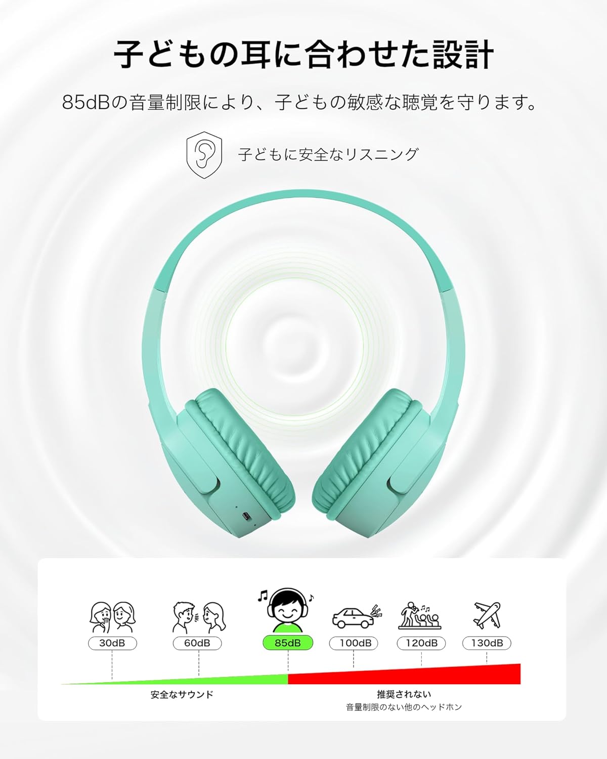 Belkin Kids Wireless Headphones Headset with Call Microphone Volume Limit Function Voice Chat with Microphone Up to 30 Hours Continuous Playback Bluetooth 5.0 Waterproof Compatible with Wired