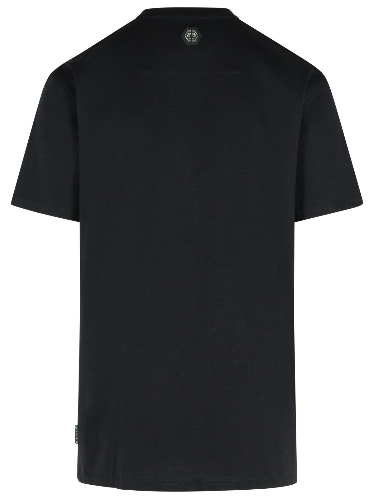Philipp フィリップ・プレインブラックコットンTシャツ - Image 7