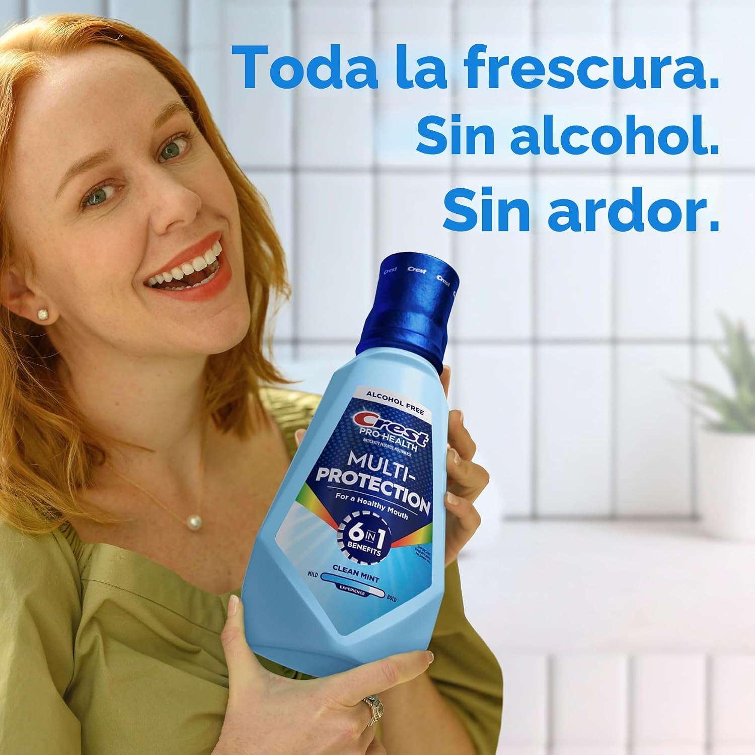 Crest Enjuague bucal Pro Health Multi-Protection, 1L, paquete de 2, beneficios 6 en 1, sin alcohol, reparación de esmalte, ambientador de aliento, anti caries, enjuague bucal con flúor, tratamiento para el mal aliento para adultos, contiene CPC
