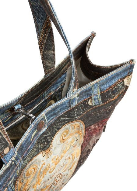 ACNE Trompe-l'oeil print denim effect tote bag - Image 7
