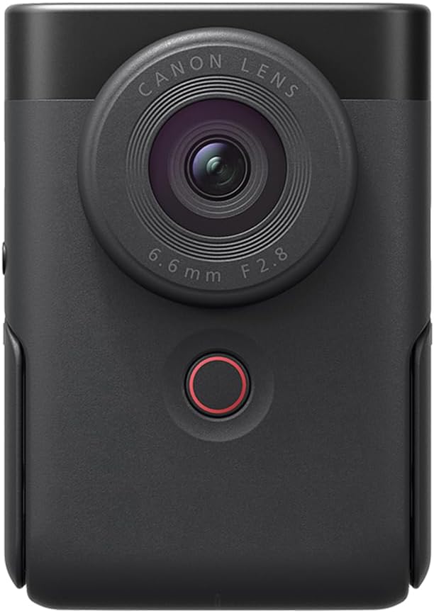 Canon PowerShot V10 Camera, Content Creator Compact Vlog Camera, Fixed 19mm Wide Angle Lens, 4K Video, Face Detection, Built-in Microphone, Live Streaming, Built-in Stand, Black