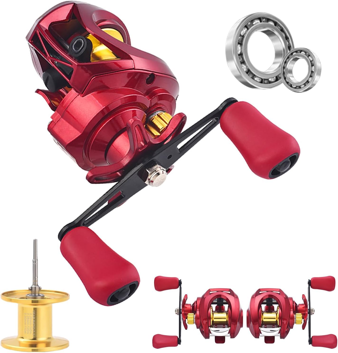 Bait Reel Fishing Reel Bait Finesse Reel Shallow Groove Spool Ultra Lightweight Aluminum Alloy Spool Strong Magnetic Brake for Saltwater Fishing Freshwater (Right Handle)