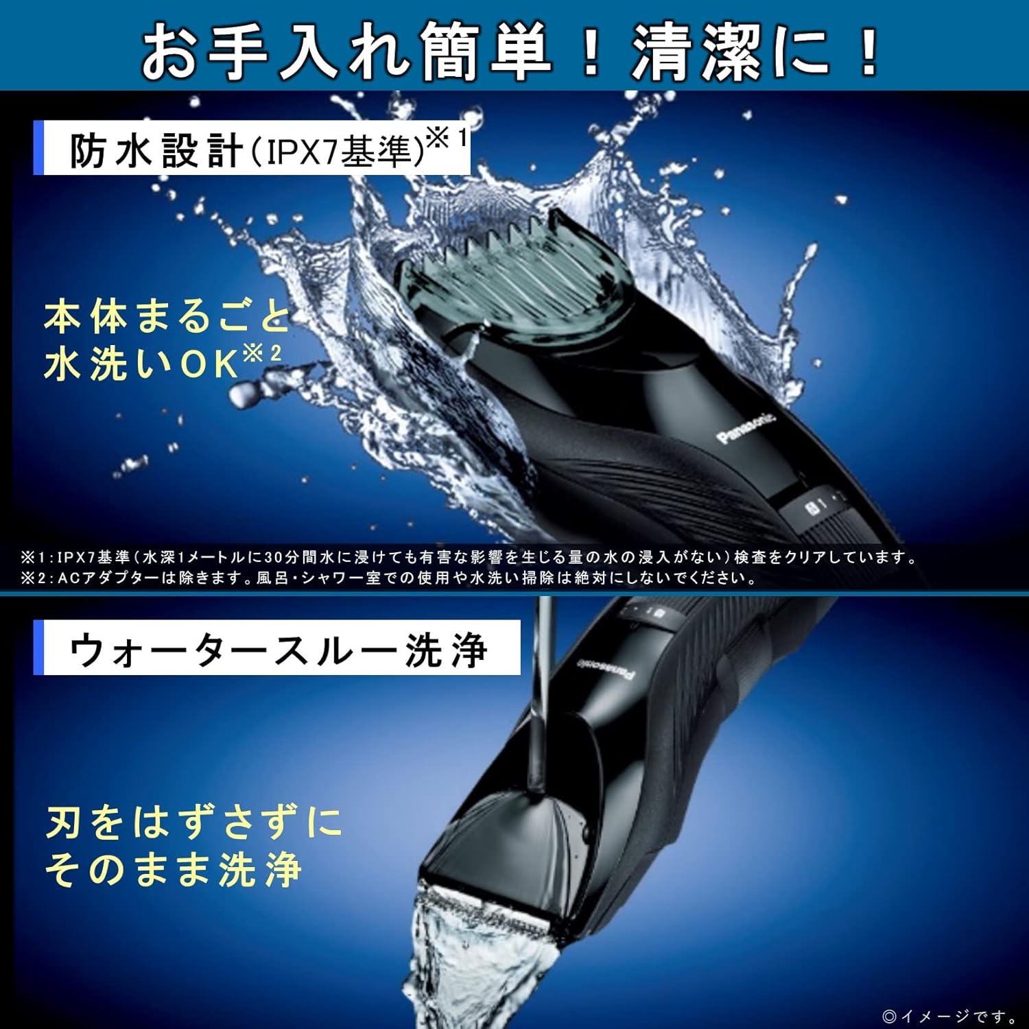 Panasonic ER-GC55-K Hair Clipper, Two-Block Compatible, Rechargeable and AC-Powered, Black