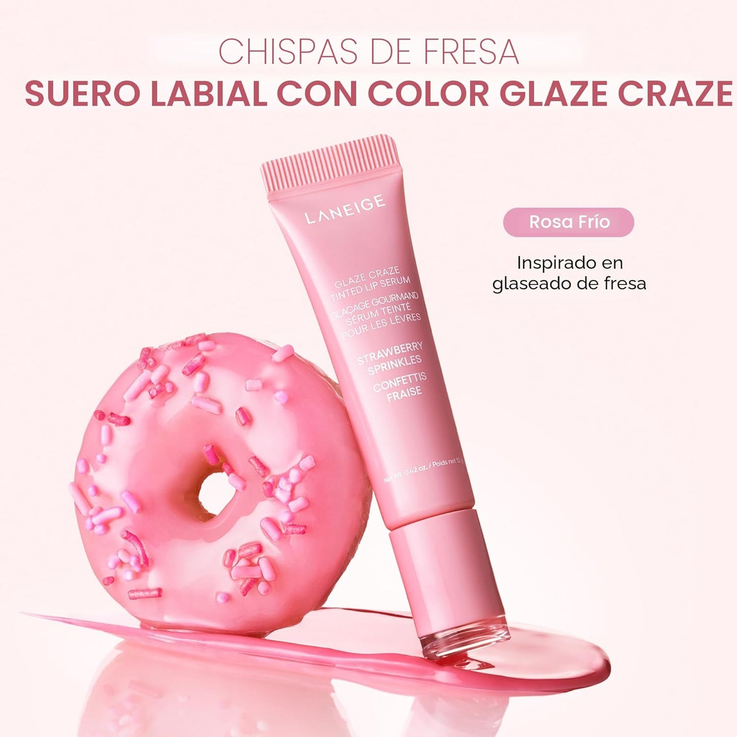LANEIGE - Suero labial brillante Glaze Craze: Suero labial hidratante para labios brillantes y nutridos con polipéptidos voluminizadores