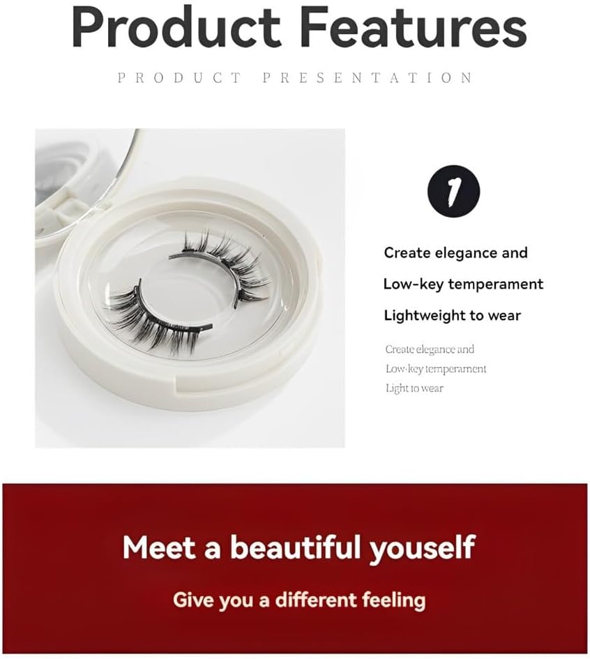 Magnetic False Eyelashes, Magnetic Eyelashes, Natural, No Glue Required, Magnetic, Reusable, Lightweight, Luxury Fiber, Soft, 3D False Eyelashes, Long Lasting, Waterproof, Sweatproof, Portable, Makeup