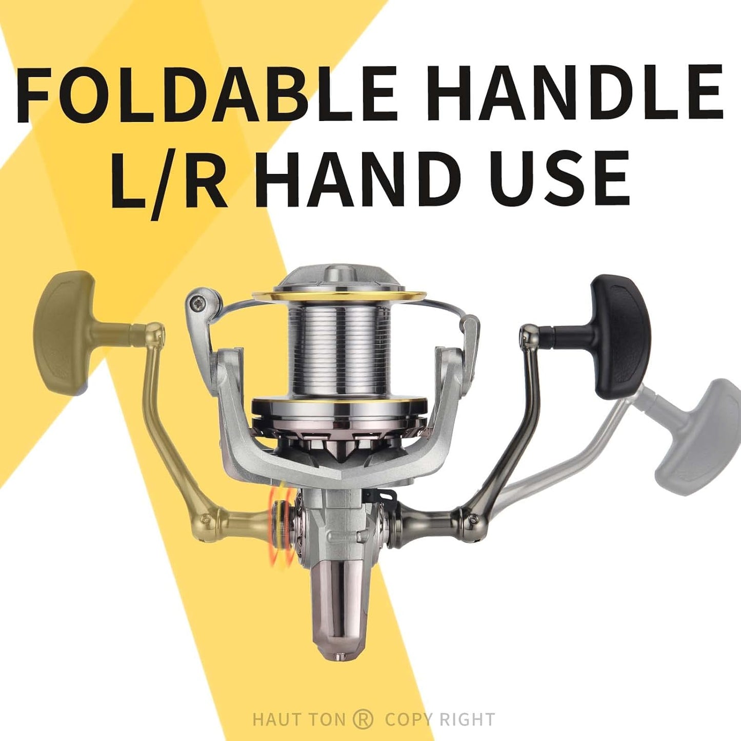 HAUT TON Spinning Reel 8000/9000/10000/12000/14000 Series 17+1BB Graphite/Metal Frame Surf Fishing Reel 4.8:1 Gear Ratio 55lb Drag Medium/Heavy Long Casting Coastal Offshore Saltwater Monster Fish