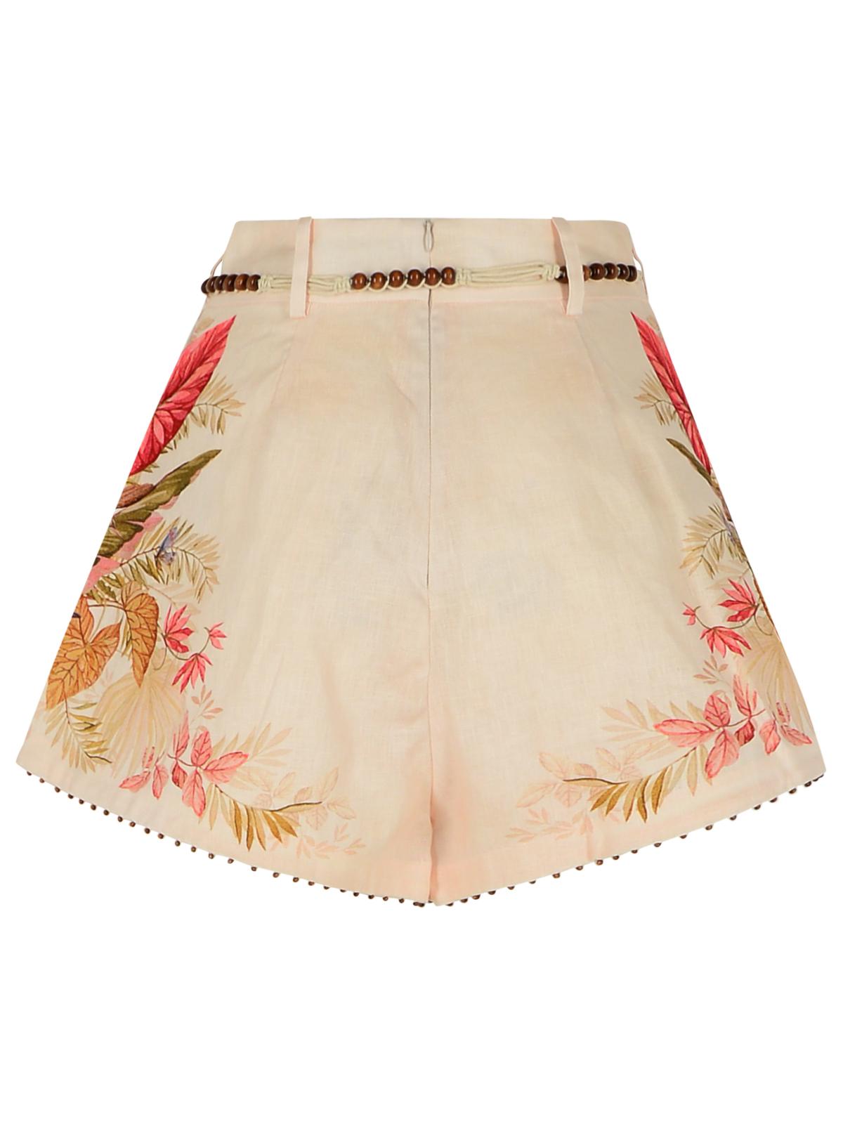 Zimmermann Zimmermann 'Tuck'リネンプリーツショーツ「クリームパームフローラル」カラー - Image 7